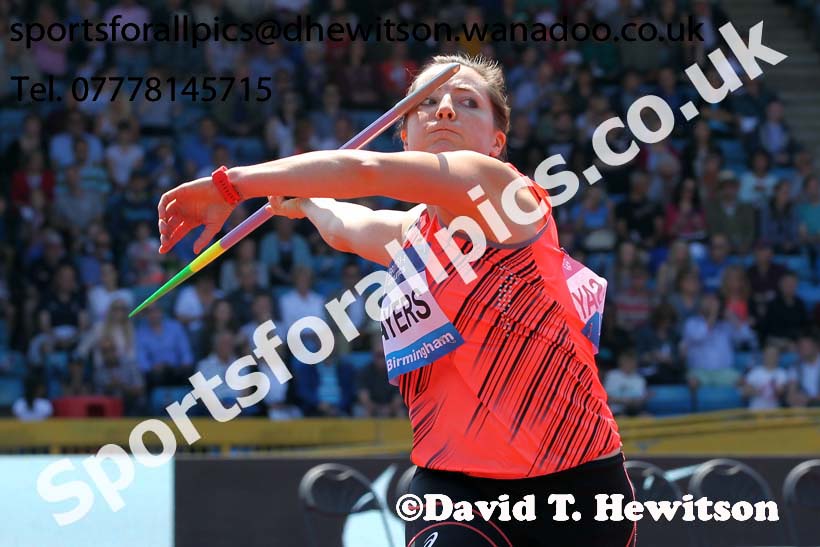 Goldie Sayers (GB), womens javelin, IAAF Diamond League, Birmingham. Photo: David T. Hewitson/Sports for All Pics